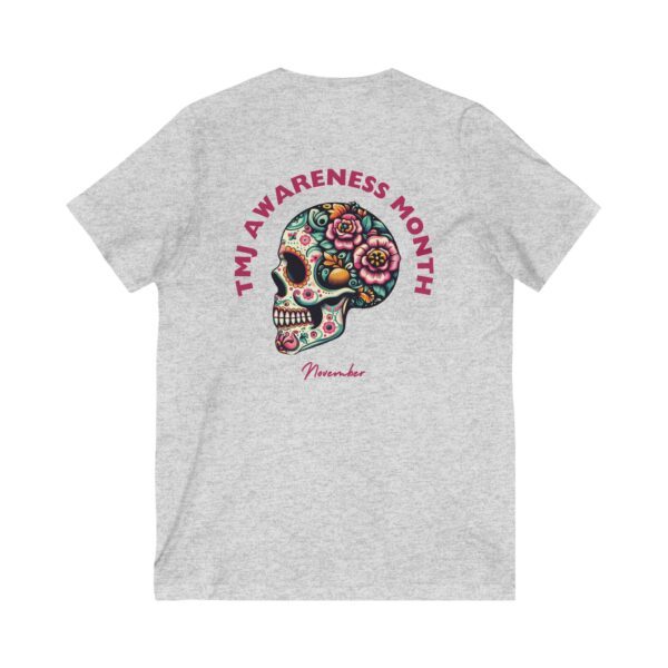 Unisex Sugar Skull V-Neck Tee, November Awareness - Image 4