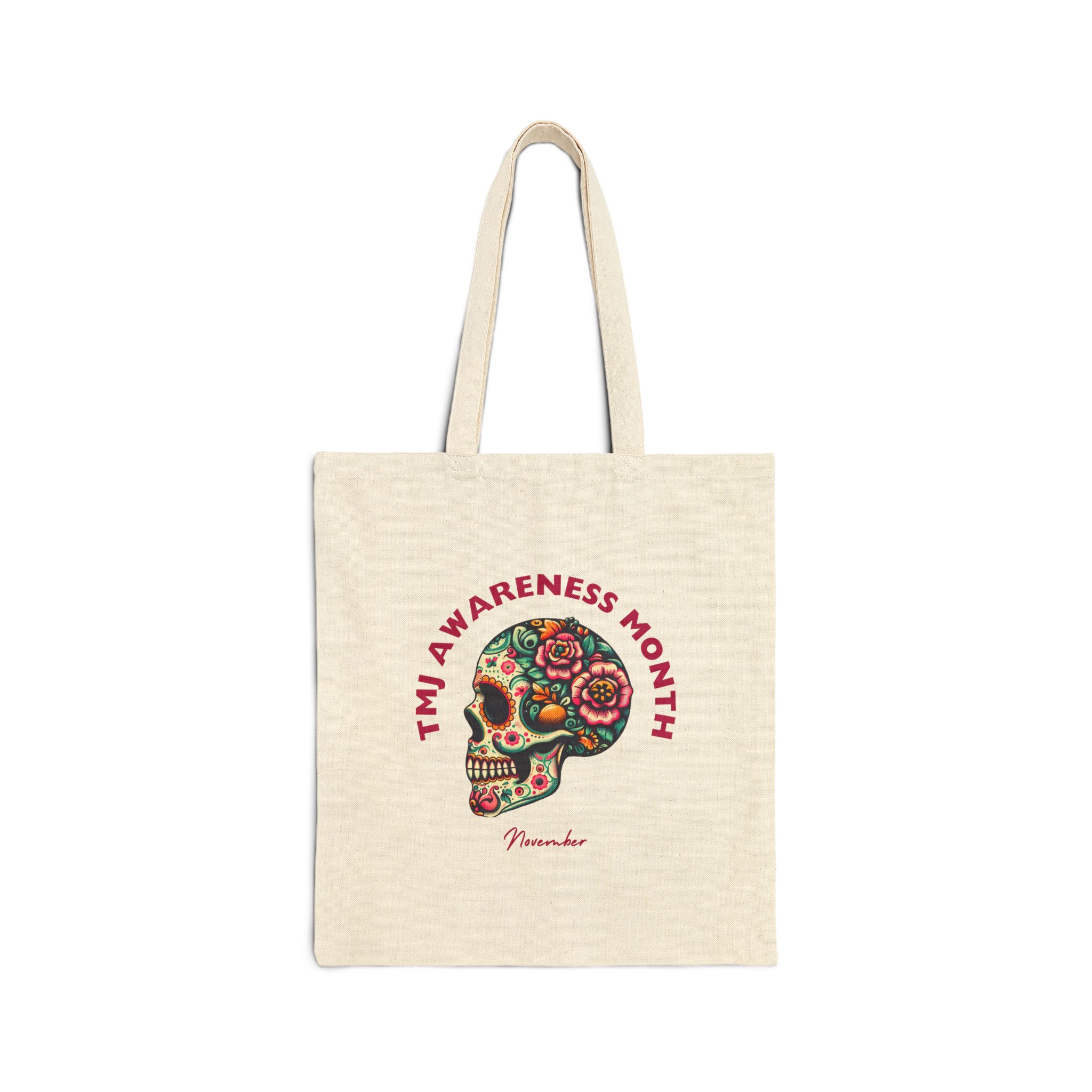 Tote Bag — TMJ Awareness Month Sugar Skull Canvas Tote