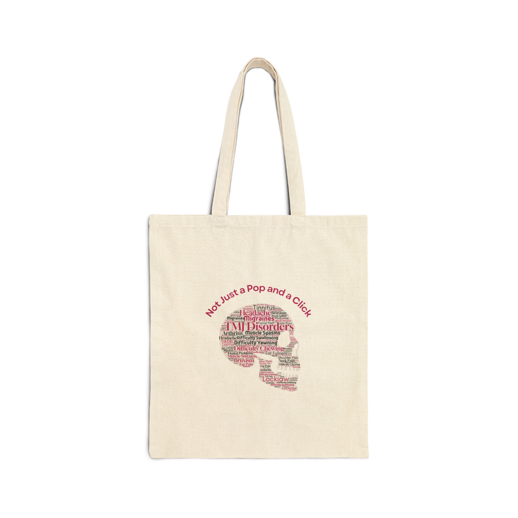 Skull Word Cloud Cotton Tote — “Not Just a Pop and a Click” Eco Canvas Bag
